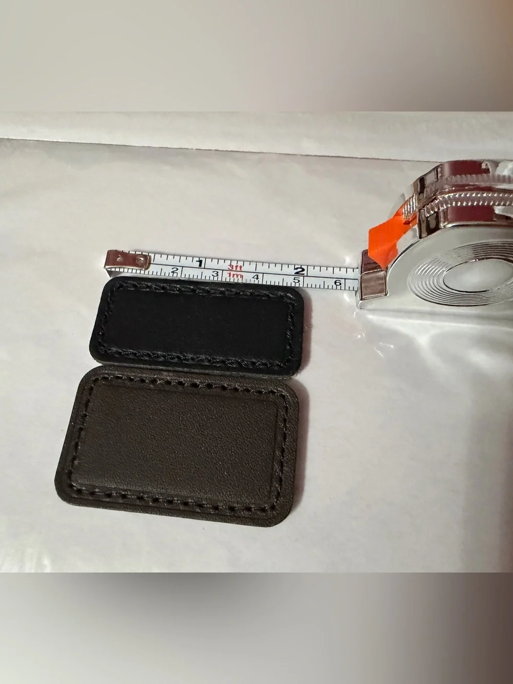 2 Faux Leather Adhesive Luggage Logo Patches Black & Brown Replacement Set